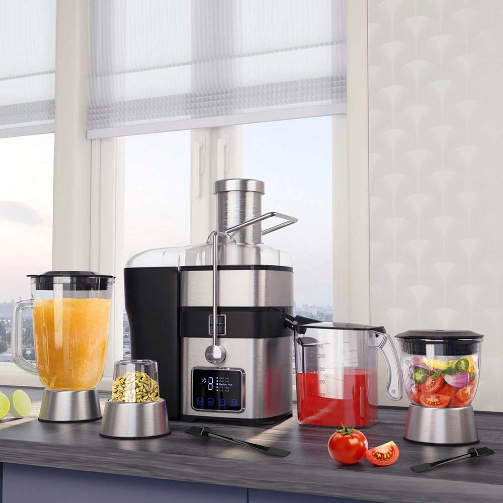 آبمیوه‌گیری چهارکاره دیجیتال لمسی استیل زنیت مدل ZJB-1406