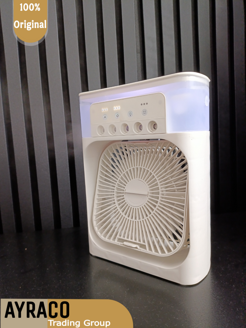پنکه رومیزی و کولر کوچک با مه‌پاش بخار سرد سه‌حالته و پنج‌حالته، ابعاد 18×25×7 سانتی‌متر، خنک‌کننده و مرطوب‌کننده پرقدرت.