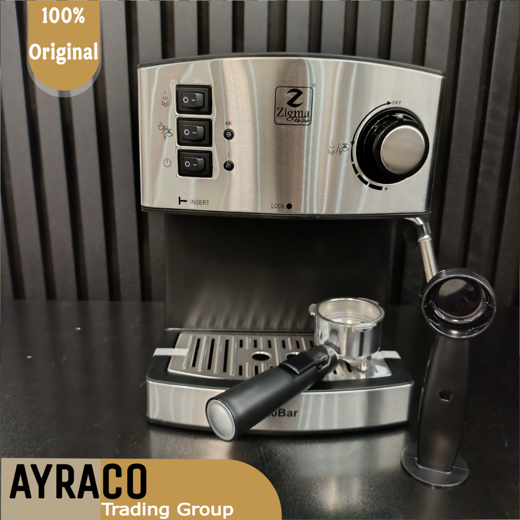 اسپرسوساز زیگما مدل 333 با طراحی شیک، عملکرد حرفه‌ای، نازل بخار قدرتمند و کیفیت ساخت بالا