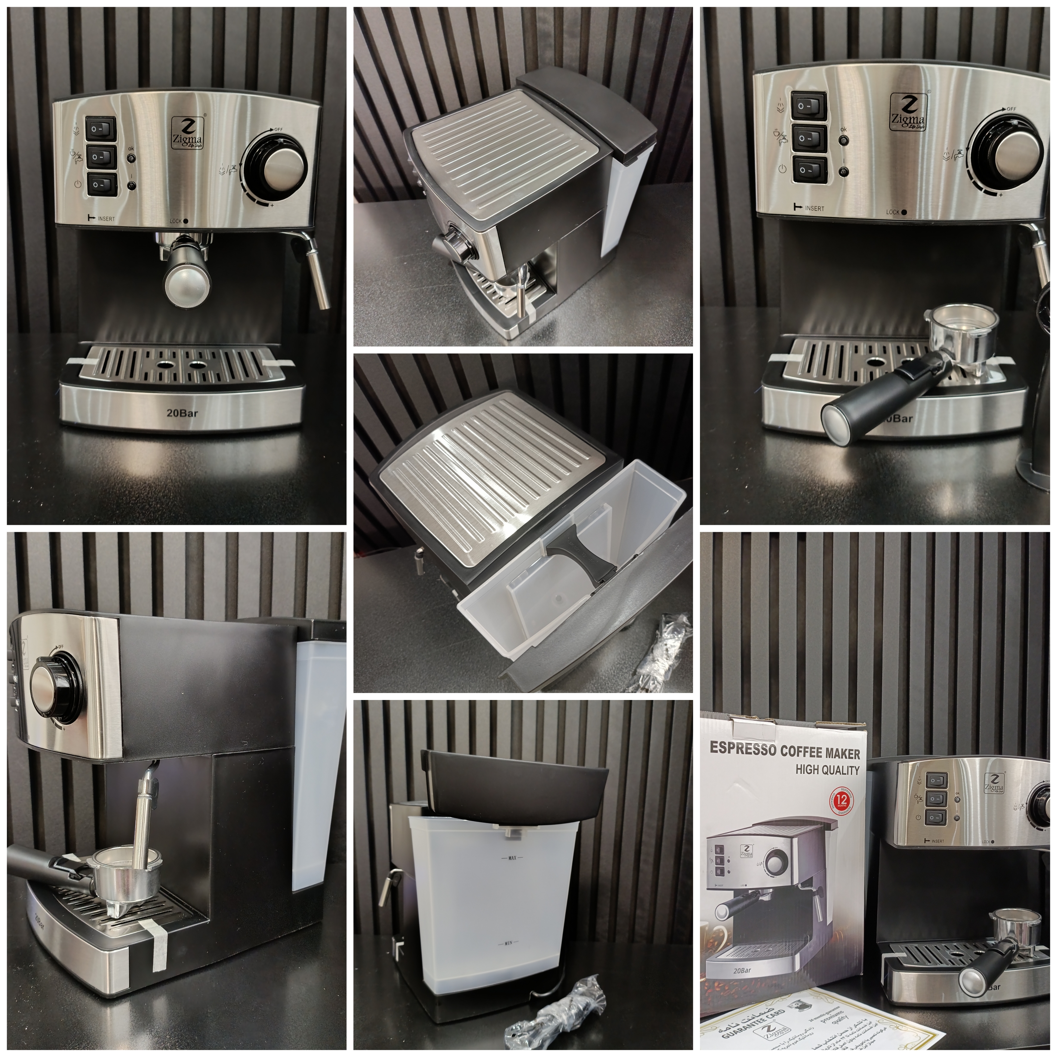 اسپرسوساز زیگما مدل 333 با طراحی شیک، عملکرد حرفه‌ای، نازل بخار قدرتمند و کیفیت ساخت بالا